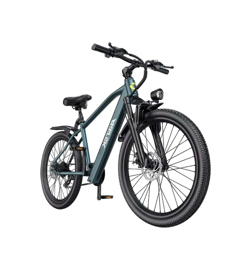 Electric bicycle with brand logo on a white background